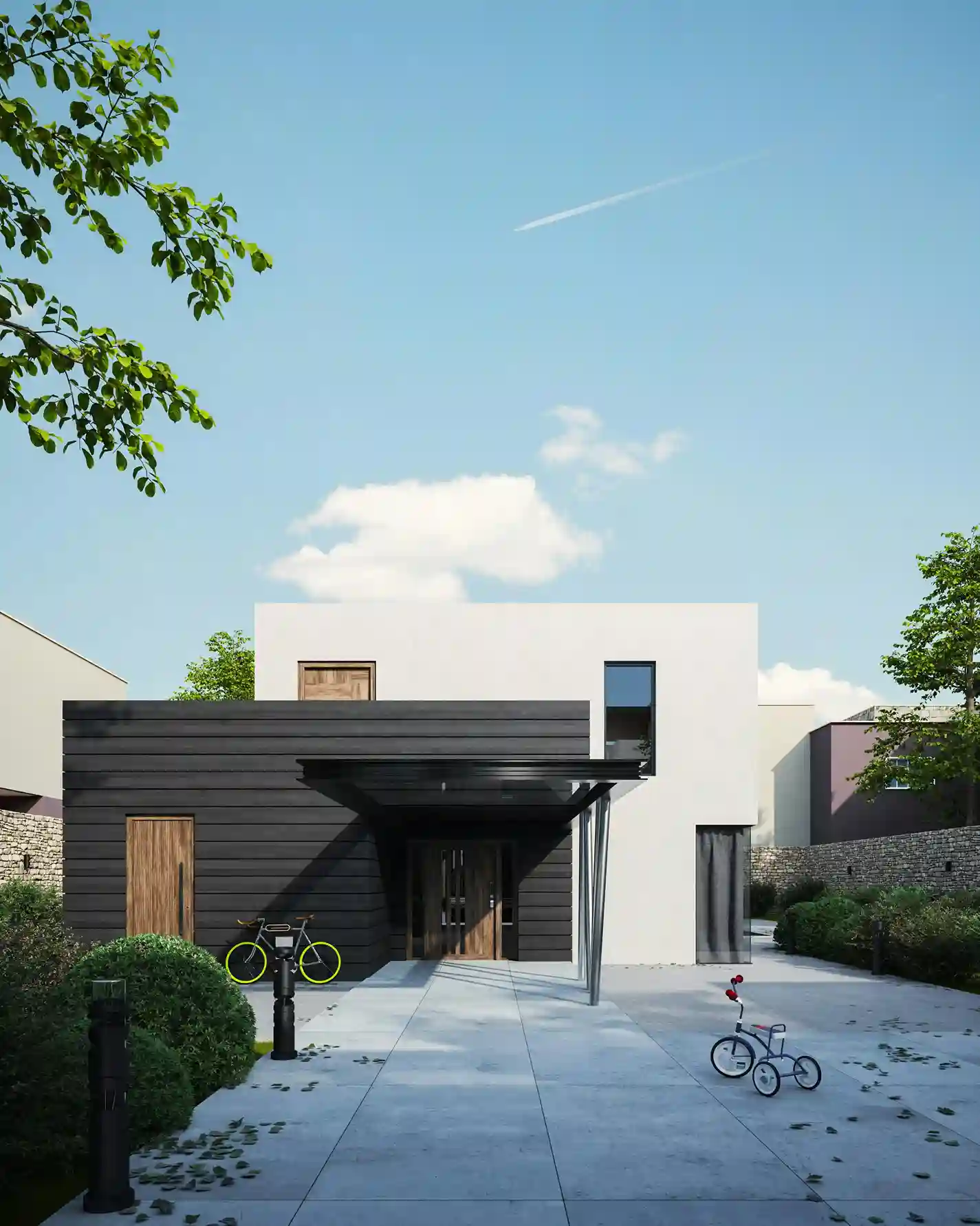 Moderne facadedr i plast